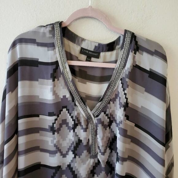 LANE Bryant Black and White Chevron striped Dolman sleeve tunic size 18/20 2X - Picture 5 of 6